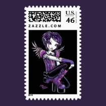 "Monica" Purple Tattoo Angel Postage stamps