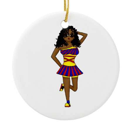 Monique Double-Sided Ceramic Round Christmas Ornament