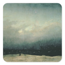 Monk by sea, 1809 square stickers