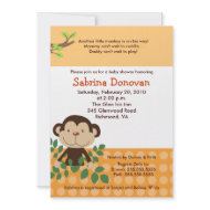 MONKAROONI Monkey Green Neutral Baby Shower invitation