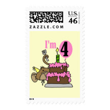 Monkey 4th Birthday Tshirts and Gifts Stamps