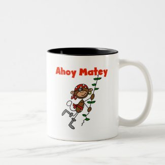 Monkey Ahoy Matey Tshirts and Gifts Mugs