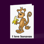 Monkey and Banana, I love bananas. Greeting card