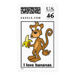 Monkey and Banana, I love bananas postage stamp