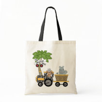 Monkey and Hippo Train Tshirts and Gifts Tote Bags