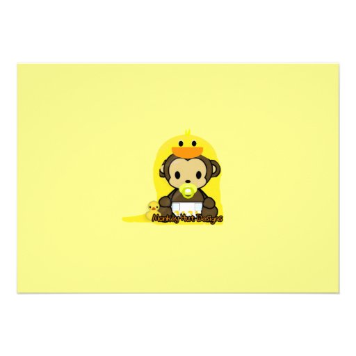 Monkey Baby Duckie Bath Shower Invitation