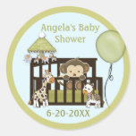 Monkey Baby Shower blank labels/seals CA-Blue #01 Stickers