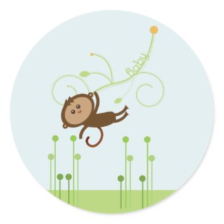 Monkey Baby Shower Cupcake Topper/Sticker sticker