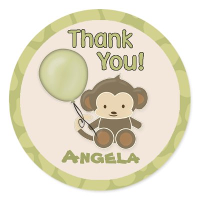 Monkey Baby Shower Envelope labels seals Round Stickers