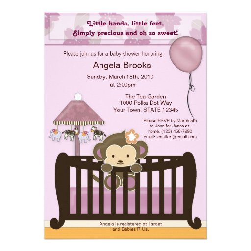 Monkey Baby Shower Invitation CJ ORCHID