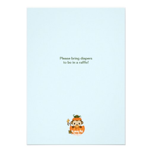 MONKEY Baby Shower Invitation Fall Pumpkin NEUTRAL