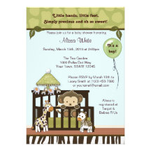 Monkey Baby Shower Invitation jungle safari CA-B