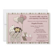 Monkey Baby Shower Invitation PINK