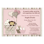 Monkey Baby Shower Invitation PINK
