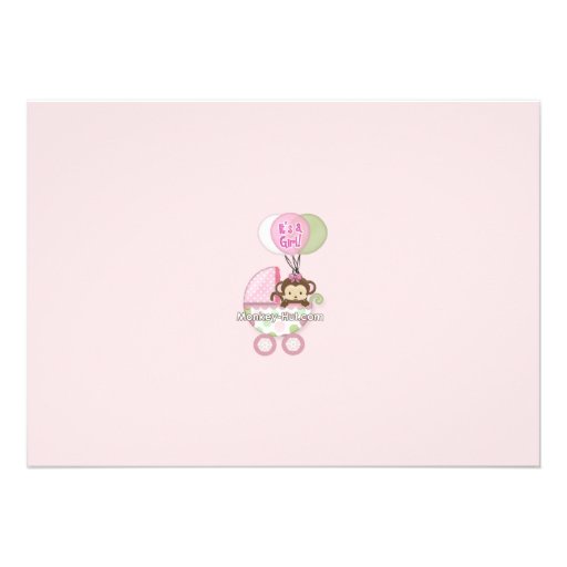 Monkey Baby Shower Invitation pink green polka dot