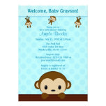 MONKEY Baby Shower invitation Polka Dot BLUE MPP3