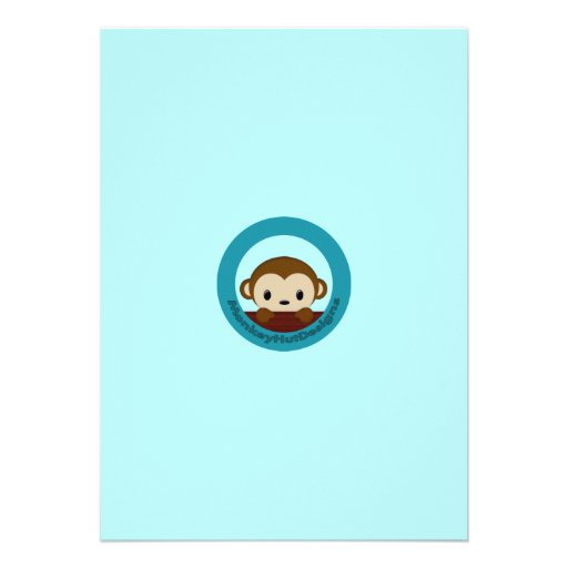 MONKEY Baby Shower invitation Polka Dot BLUE MPP3