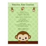 MONKEY Baby Shower invitation Polka Dot GREEN MPP3