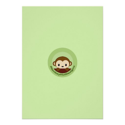 MONKEY Baby Shower invitation Polka Dot GREEN MPP3