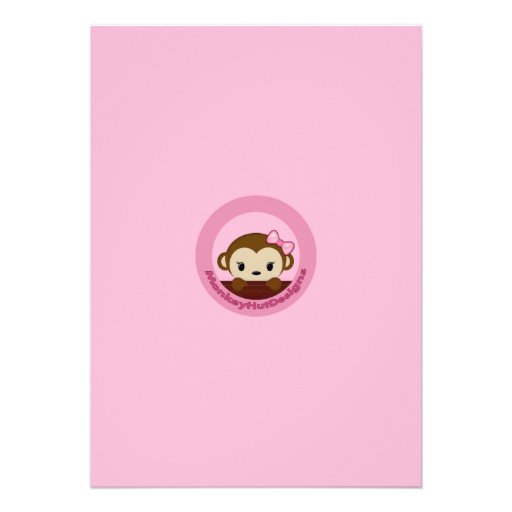 MONKEY Baby Shower invitation Polka Dot PINK GIRL
