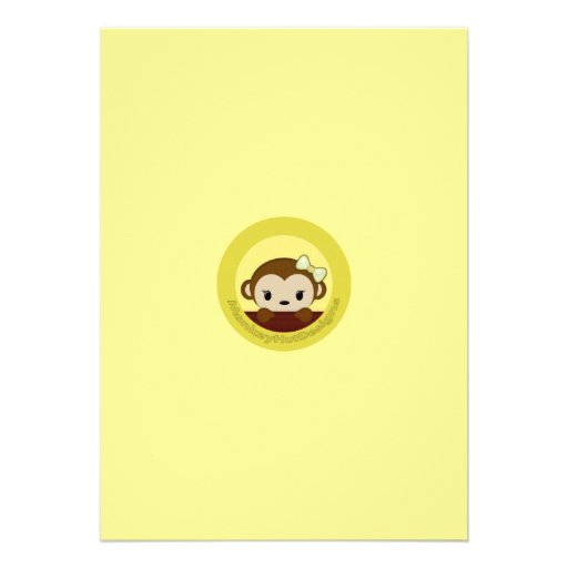 MONKEY Baby Shower invitation Polka YELLOW GIRL