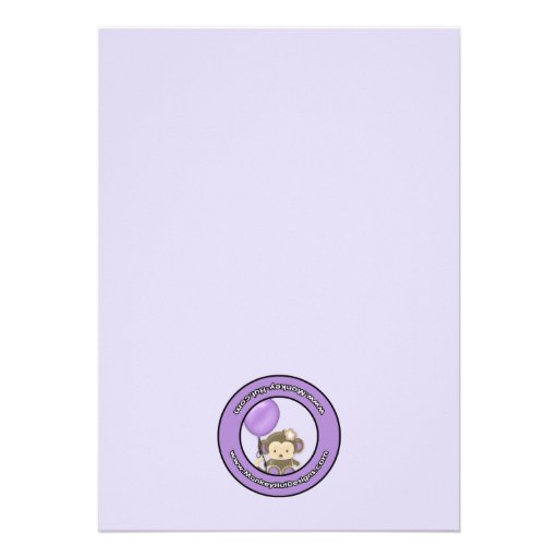 Monkey Baby Shower Invitation Purple