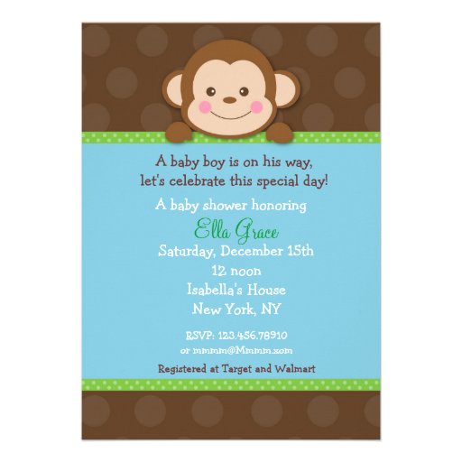 Monkey Baby Shower Invitations Boy