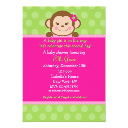 Monkey Baby Shower Invitations Girl