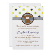 monkey Baby Shower invite cute sweet brown blue