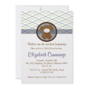 monkey Baby Shower invite cute sweet brown blue
