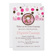 monkey Baby Shower invite cute sweet brown pink
