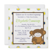 monkey Baby Shower invite cute sweet green blue