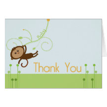 Monkey Baby Shower Thank You Card