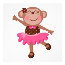 Monkey Ballerina Personalized Invite