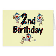 Monkey Baseball 2nd Birthday Tshirts and Gifts Greeting Cards