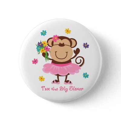 Monkey Big Sister pinback buttons