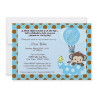 Monkey Birdie Umbrella Baby Shower Invitation invitation