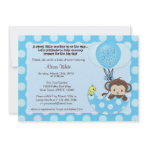 Monkey Birdie Umbrella Baby Shower Invitation