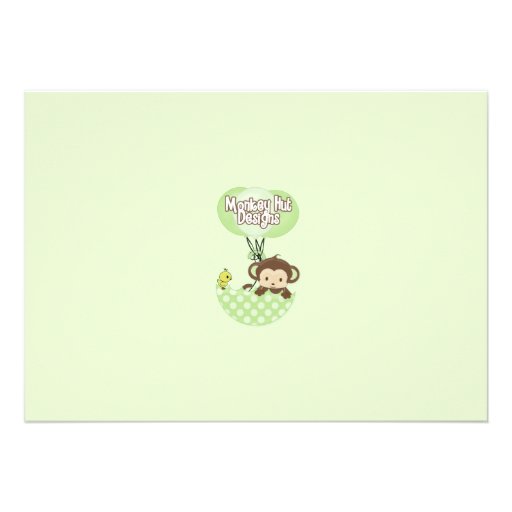 Monkey Birdie Umbrella Baby Shower Invitation