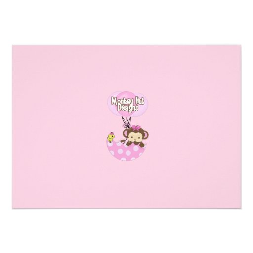 Monkey Birdie Umbrella Baby Shower Invitation