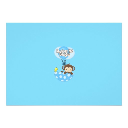 Monkey Birdie Umbrella Baby Shower Invitation