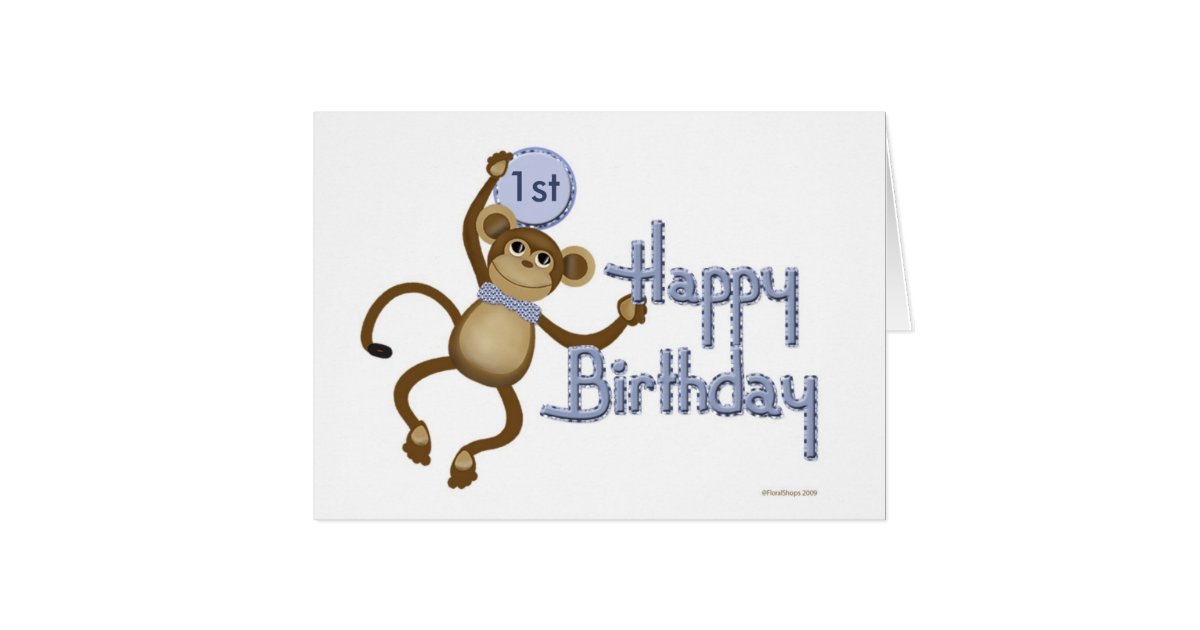 Monkey Birthday Age Template Card | Zazzle