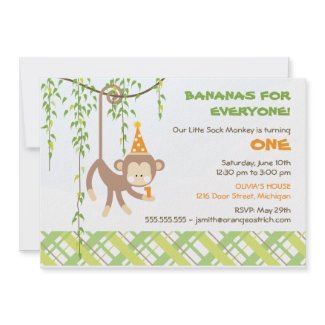 Monkey Birthday Invitation invitation
