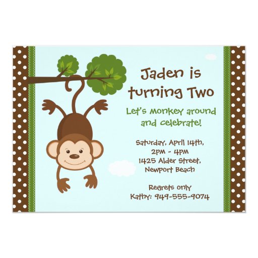 Monkey Birthday Invitation | Zazzle
