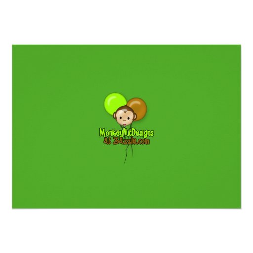 Monkey birthday invitation green brown (photo)