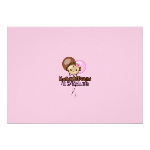 Monkey birthday invitation pink brown (photo)