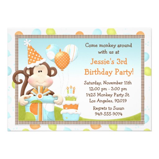 Monkey Birthday Party Invitation