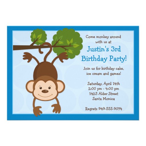Monkey Birthday Party Invitation