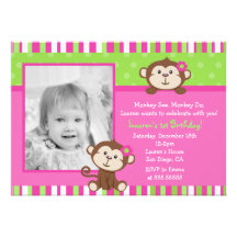 Monkey Birthday Party Invitations