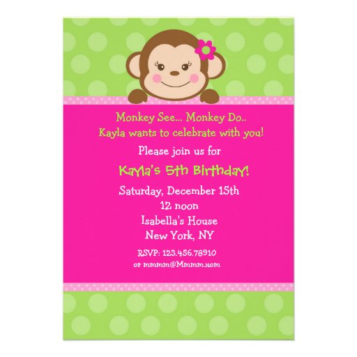 Monkey Birthday Party Invitations